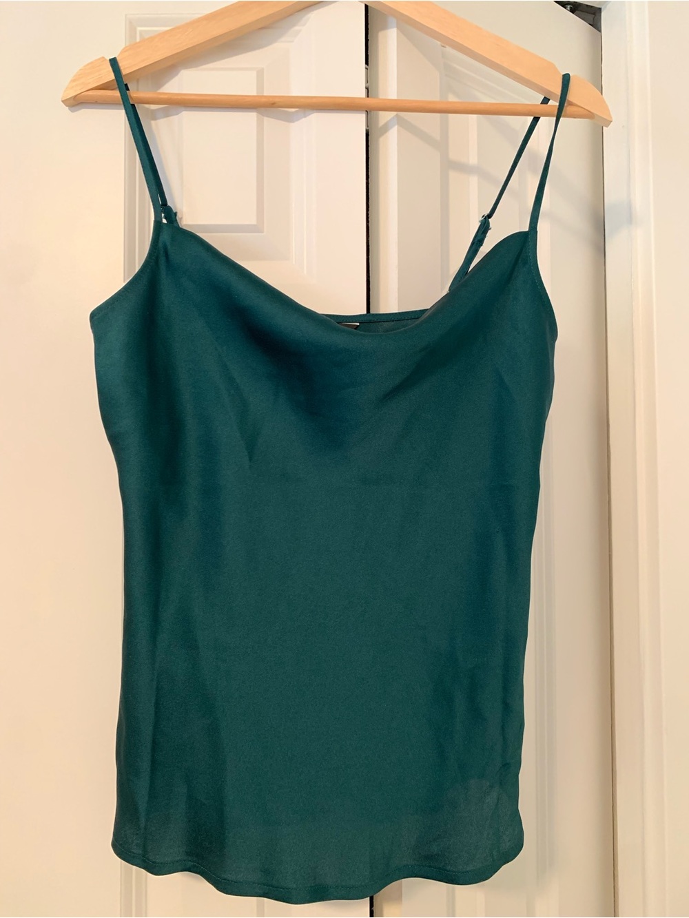 Express Emerald Green Satin Cowl Neck Camisole